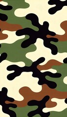 Fototapeta premium Classic camouflage pattern with black, green, brown, and cream colors