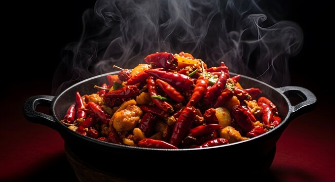 Steaming spicy crawfish boil, seafood dish, red crawfish, savory cuisine, hot pot