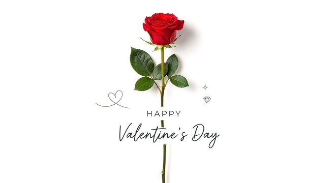 Valentines Day Red Rose Greeting Card.