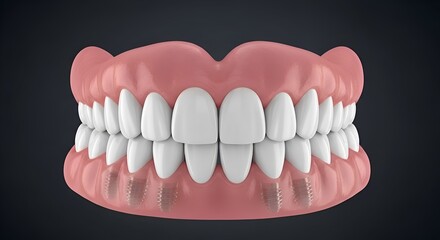 Obraz premium Realistic Denture Set with Dental Implants