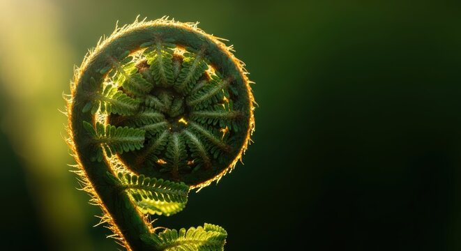 Delicate Fern Frond Unfolding in Soft Natural Light