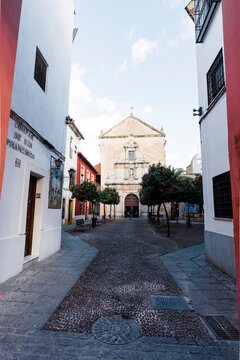 View of Compas De San Francisco, A Small Square And Church In Cordoba, Spain.