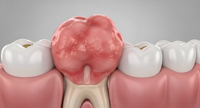 Dental Health: Tooth with Gum Disease and Cavities - Medical Illustration
