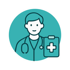 Fototapeta premium Professional Doctor with Medical Cross Illustrations – Healthcare Professional Design for Social Media, Branding & Digital Projects