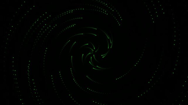 Hypnotic Green Swirl: Particle Vortex on a Dark Expanse