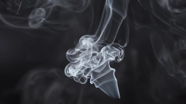Smoke swirling in dark air space.