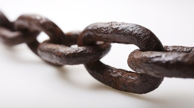 disconnection. Broken chain with separated links floating, symbolic freedom with dramatic side lighting. wellbeing guides, coaching materials, designed for coaching and self-improvement content.