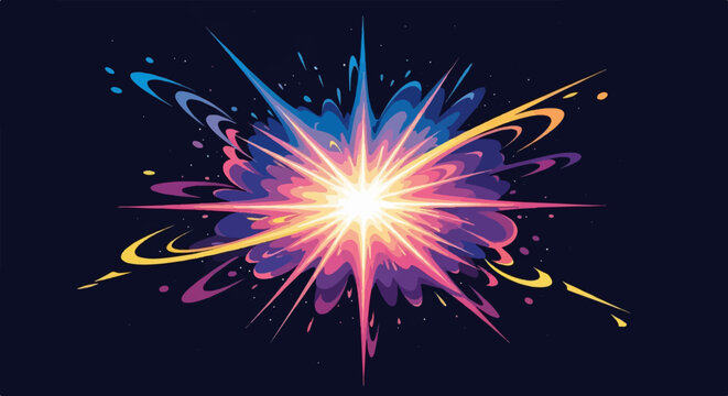 Abstract explosion of vibrant colors radiating outward against a dark background