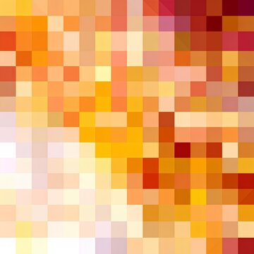abstract background of a dense pixel mosaic in warm shades of orange yellow and red. seamless geometric pattern background