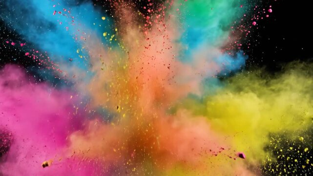 Colorful powder exploding in air.