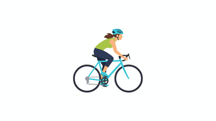 Fototapeta premium Female cyclist riding road bike vector illustration isolated