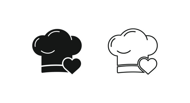 Chef hat with heart love cooking symbol Vector