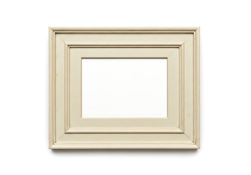 A simple, elegant cream-colored wooden frame with a clean, minimalist design and smooth edges for display purposes isolated on white background