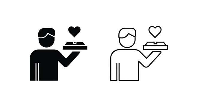 Blind lovers holding cake with heart symbol Vector