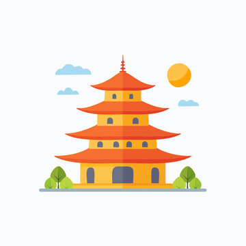 シンプルな五重塔のベクターアイコン（寺院・観光）