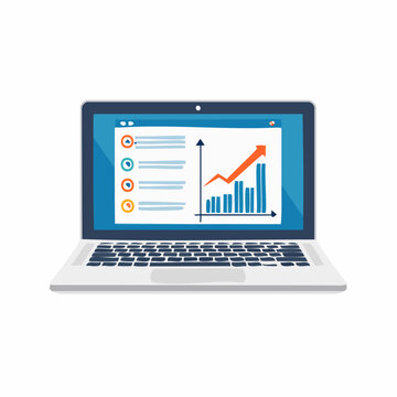 シンプルなノートパソコンとデータグラフのベクターアイコン（IT・分析）