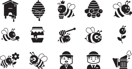 Naklejka premium Black and white line collection of various animals and people line animals house lighthouse
