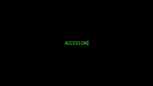 Retro Terminal Accessing Text: Green Hacking Screen with Blinking Cursor