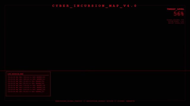Cyber Incursion Map Global Threat Level Live Network Attack Monitoring Dashboard.