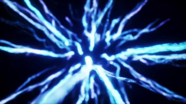 Blue light streaks radiating from center on black background for digital background