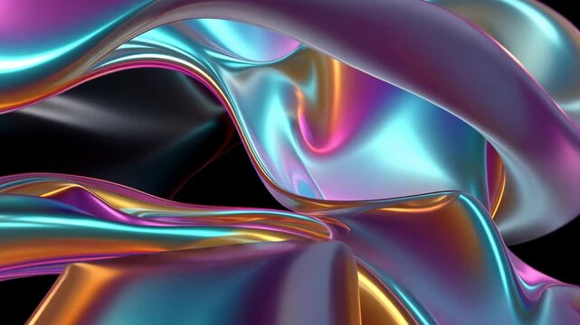 Colorful Smooth Waves with Metallic Finish in Abstract Background