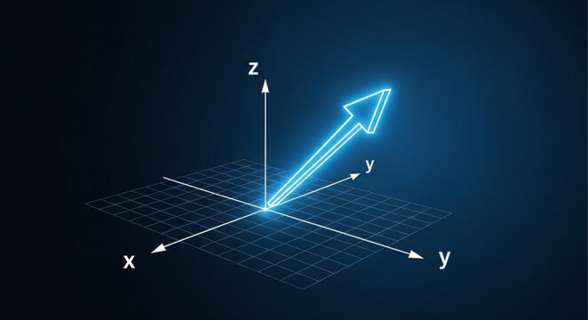 Glowing Blue Arrow 3D Coordinate.