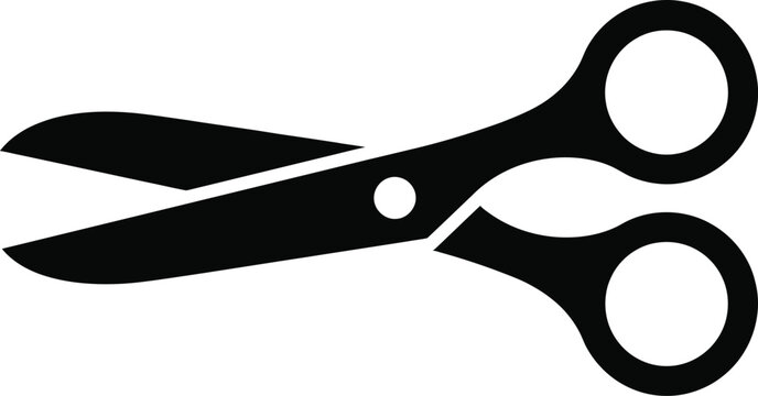 Black vector graphic illustration of a pair of scissors