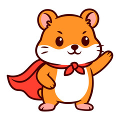 Obraz premium Cute Hamster Superhero Cartoon Illustration