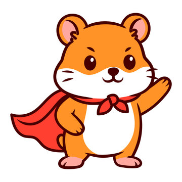 Cute Hamster Superhero Cartoon Illustration