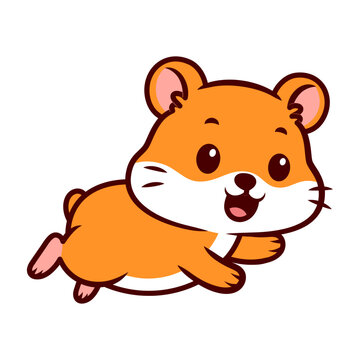 Cute Hamster Running Cartoon Illustration