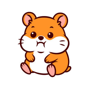 Cute Hamster Chewing Cartoon Illustration