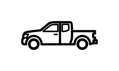 Fototapeta premium Minimalist Black Line Art Pickup Truck Vector Illustration