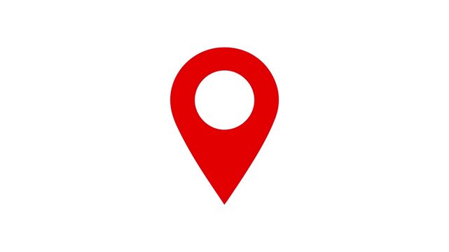 Red location pin icon animation on white background. map pointer icon for navigation and travel concepts