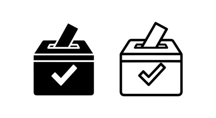 Ballot box icon with slot and check mark for voting process © MdDelowar