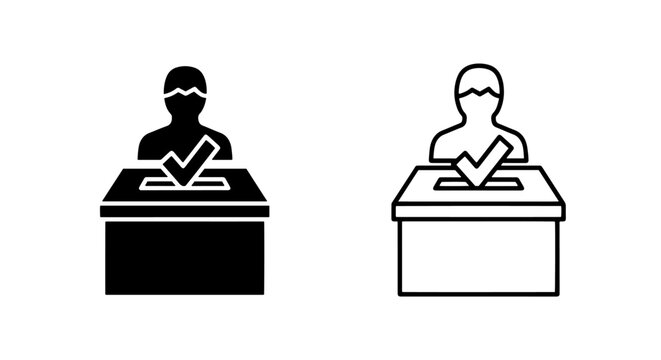 Voting icon with person and ballot box for election and democracy