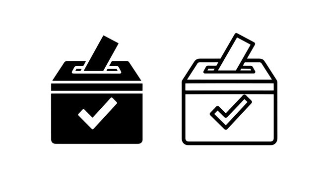 Ballot box icon with slot and check mark for voting process