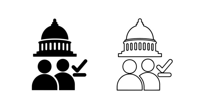 Government election voting icon with people and checkmark