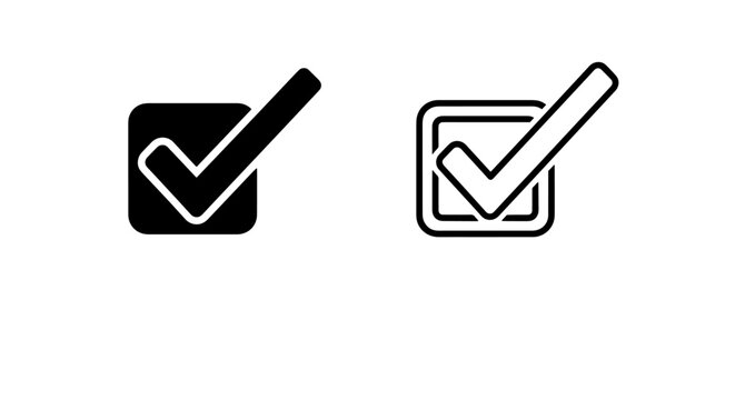 Check mark in square box icon, tick mark for selection or choice