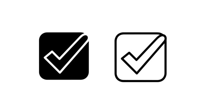 Checkmark icon: verified status, solid and outline styles