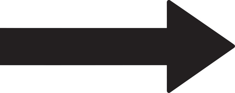 Black arrow, right pointing arrow, vector arrow, directional symbol, navigation icon