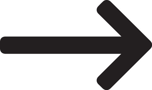 Black right arrow, directional icon, navigation symbol, vector graphics