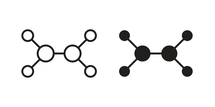 Ethylene molecule icons. Vector graphic. Editable vector stroke. EPS 10.