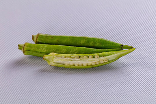 Fresh green bamia - okra vegetable