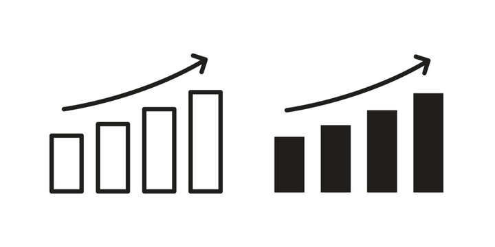 Growth chart icons. Vector graphic. Editable vector stroke. EPS 10.