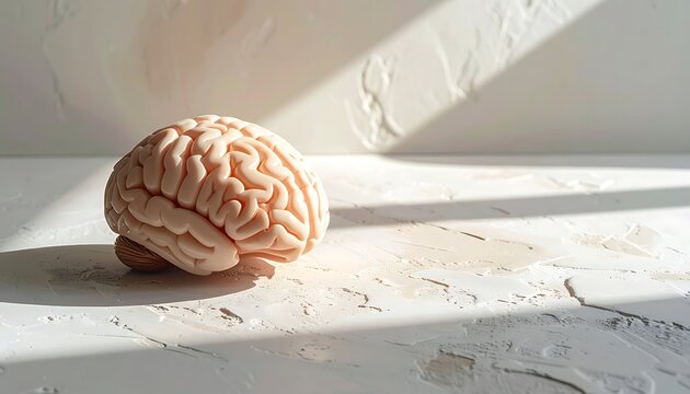 A realistic anatomical model of the human brain, bathed in natural light, conceptually representing the profound complexities of cognitive science and neuroscience research