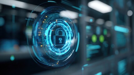 Digital security lock technology concept