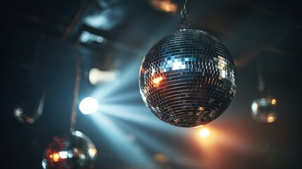Obraz premium Disco balls hanging with transparent backdrop