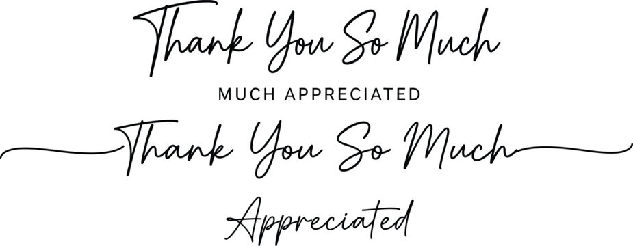 Appreciated and Thank You So Much - A Collection of Elegant Handwritten Typography and Calligraphy Phrases