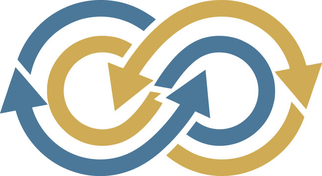 A vector graphic illustrating the agile iteration cycle with a stylized infinity symbol and arrows