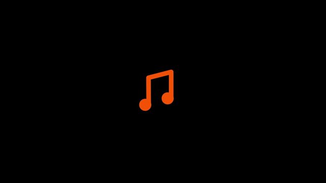 red color flat design music symbol, note symbol, vector, illustration, element